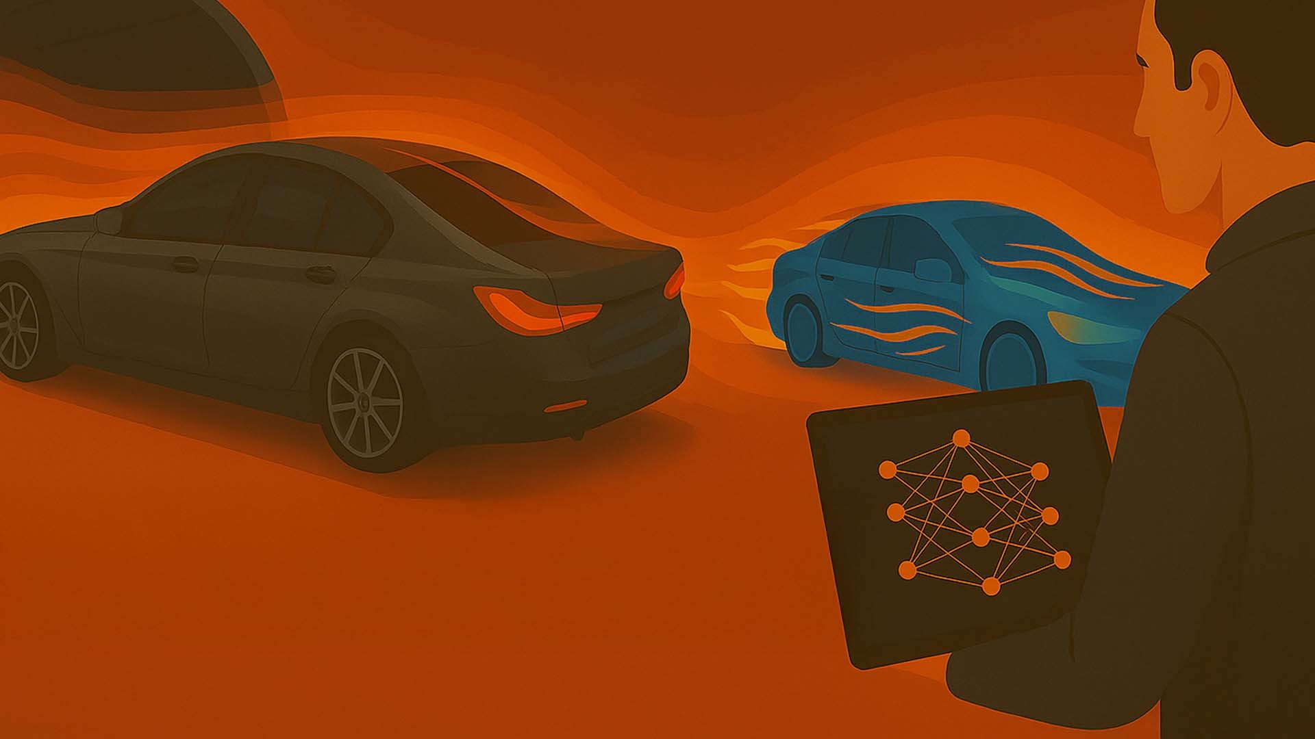 Engineers visualizing airflow with XR headset