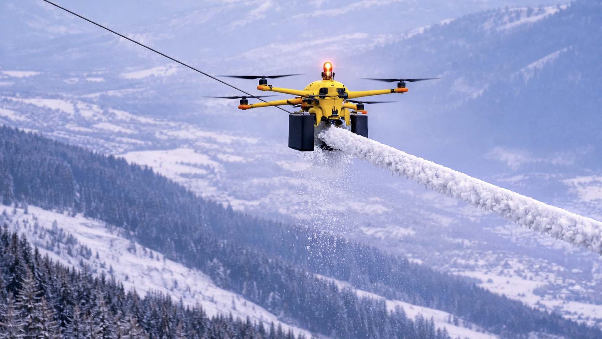 Autonome Drohne im industriellen Arbeitseinsatz an kritischer Infrastruktur