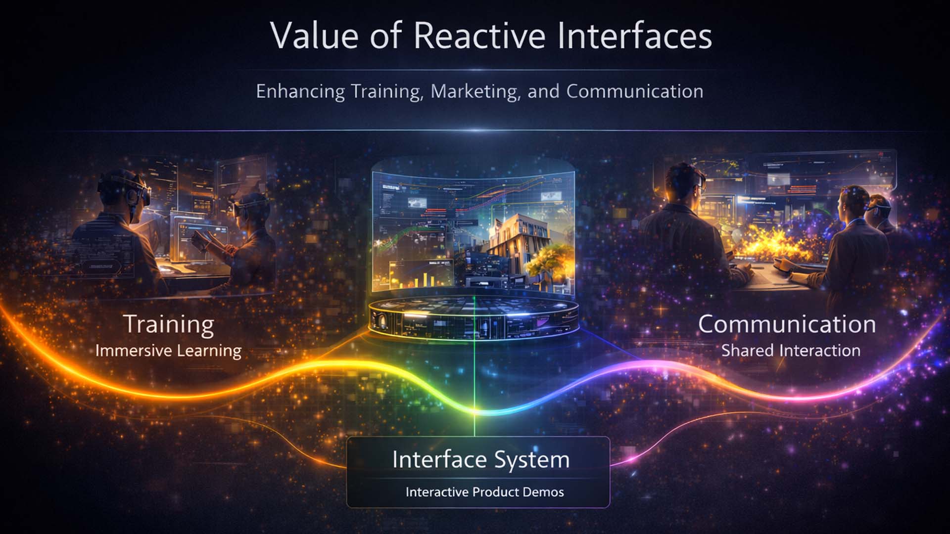 Reactive interface use cases across training, communication, and interactive product visualization
