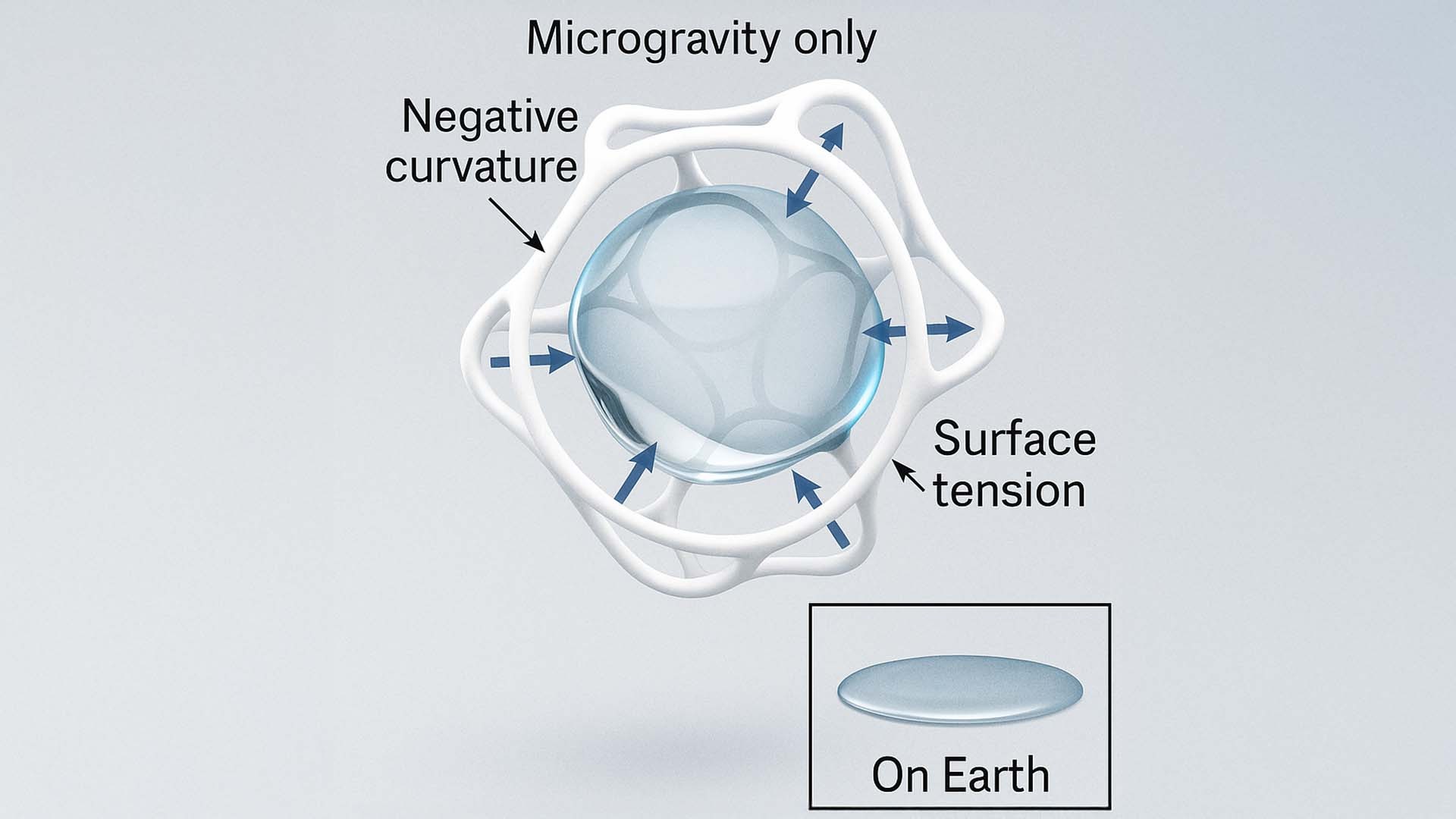Soft Cell experiment with water sculpture and syringe attached on the ISS