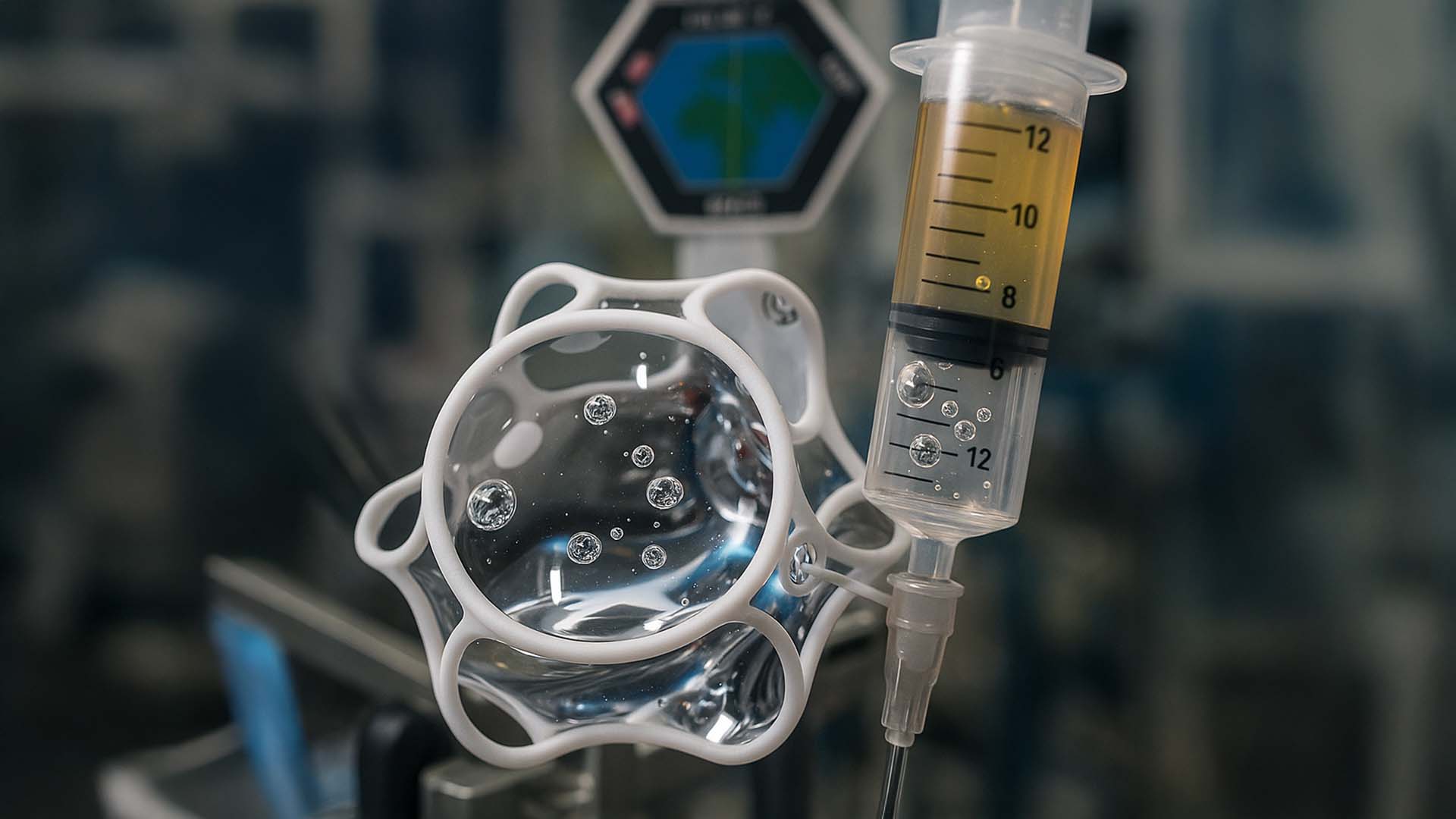 Water structure with negative curvature in the microgravity laboratory of the ISS