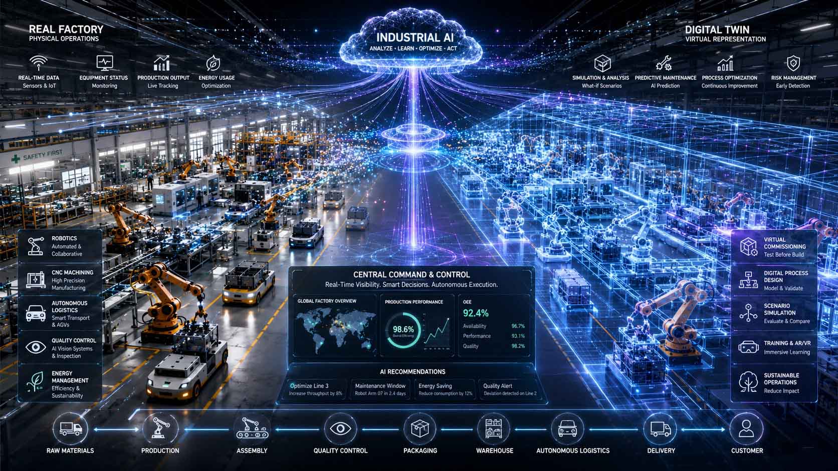 Industrial AI verbindet reale Fabrik und digitalen Zwilling zu einer intelligenten Produktionsplattform