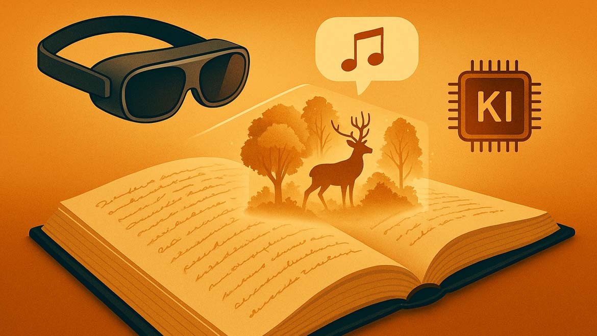Kind erlebt interaktive Geschichte beim Lesen mit AR-Brille