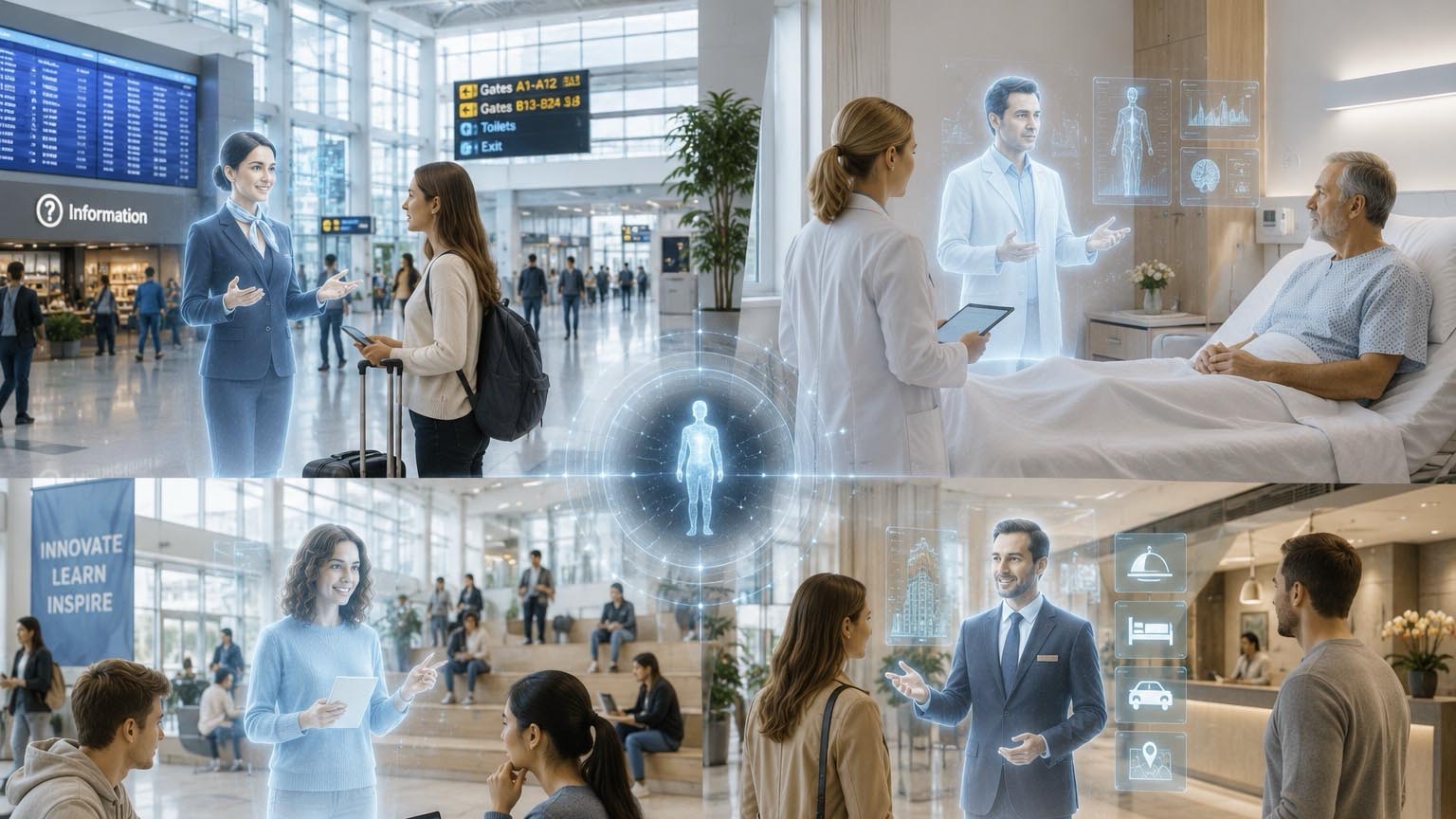 Verschiedene Projektionssysteme für Service Avatare in realen Räumen