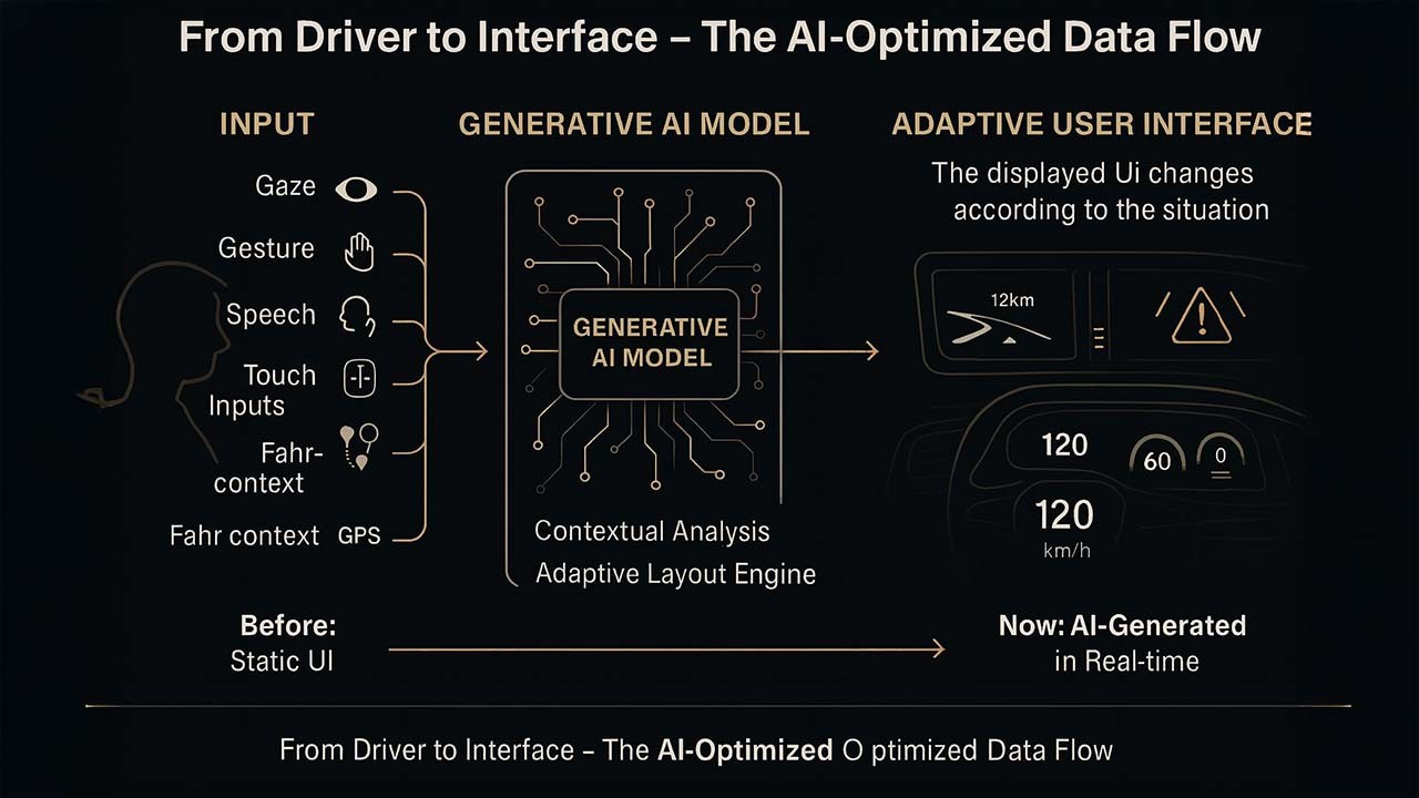 Infografik: Vom Fahrer zum Interface – der AI-optimierte Datenfluss