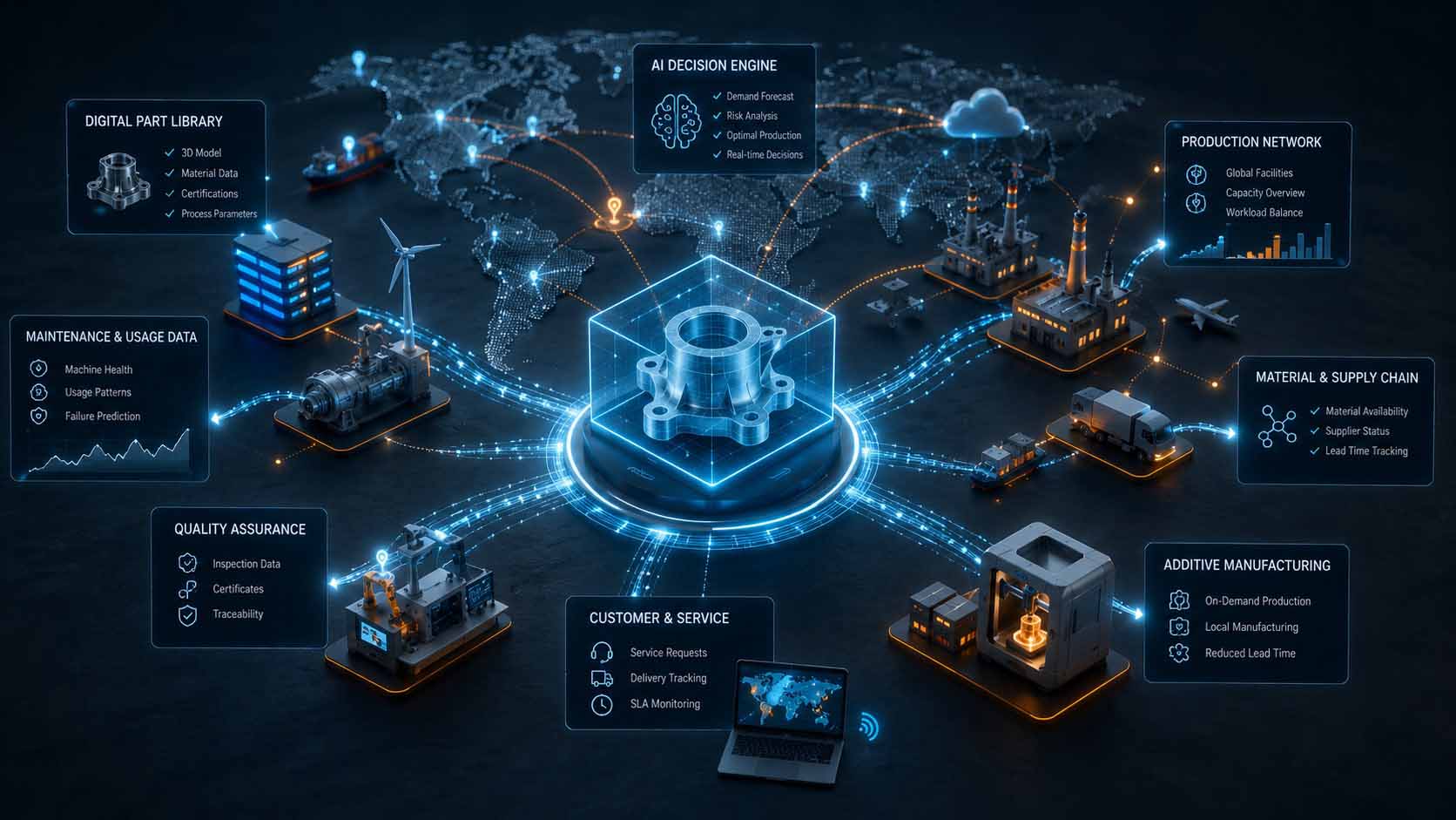 Digital Twin Ecosystem für Ersatzteile, Produktion und Service