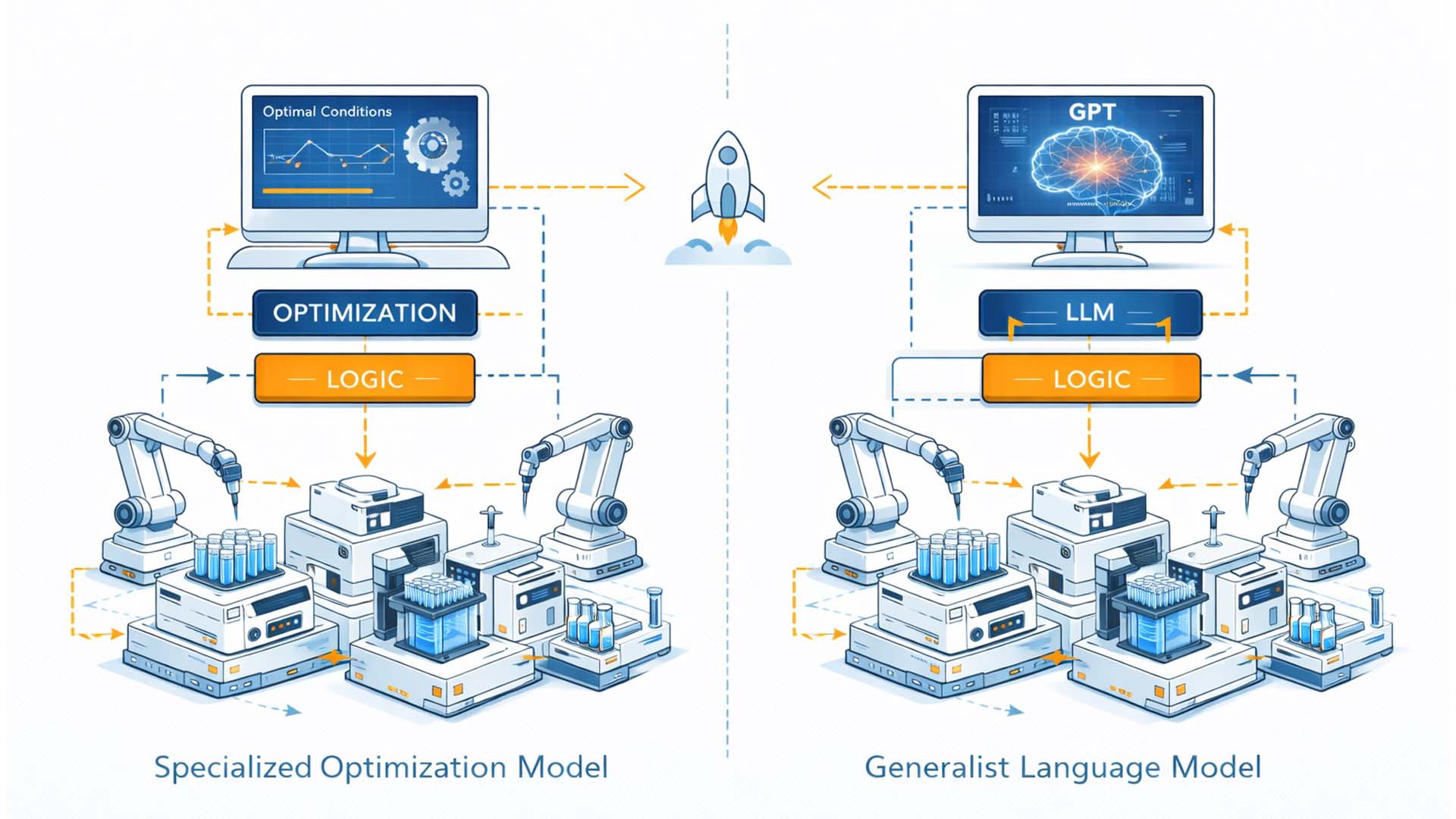 Vergleich klassische Self Driving Labs mit LLM gesteuertem Closed Loop Labor