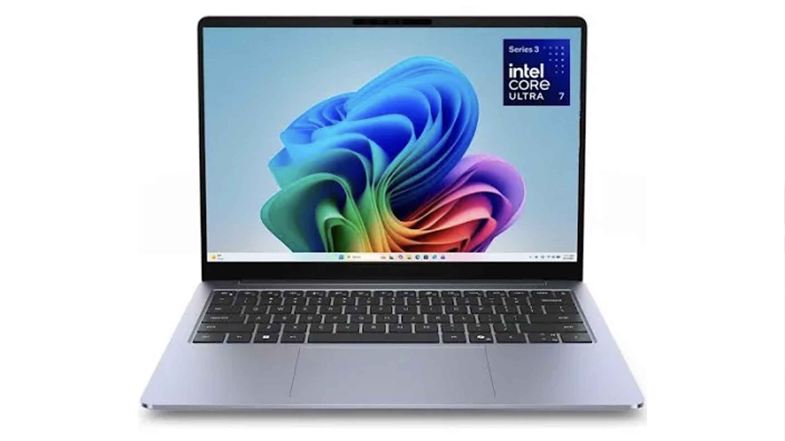 Dell 14S Notebook aufgeklappt auf einem Schreibtisch, schlankes, mobiles Design