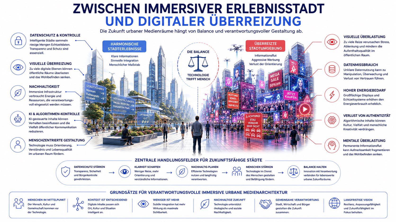 Balance zwischen immersiver Stadtkommunikation und digitaler Überreizung
