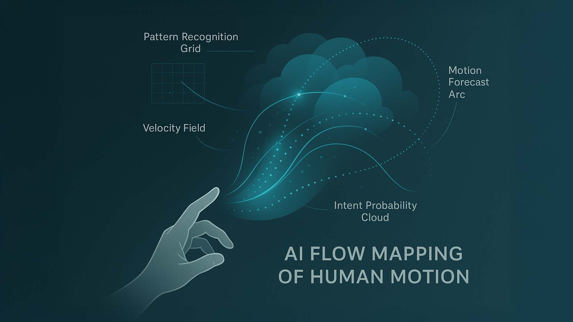 AI Flow Mapping of Human Motion – technical illustration of a dynamic movement stream