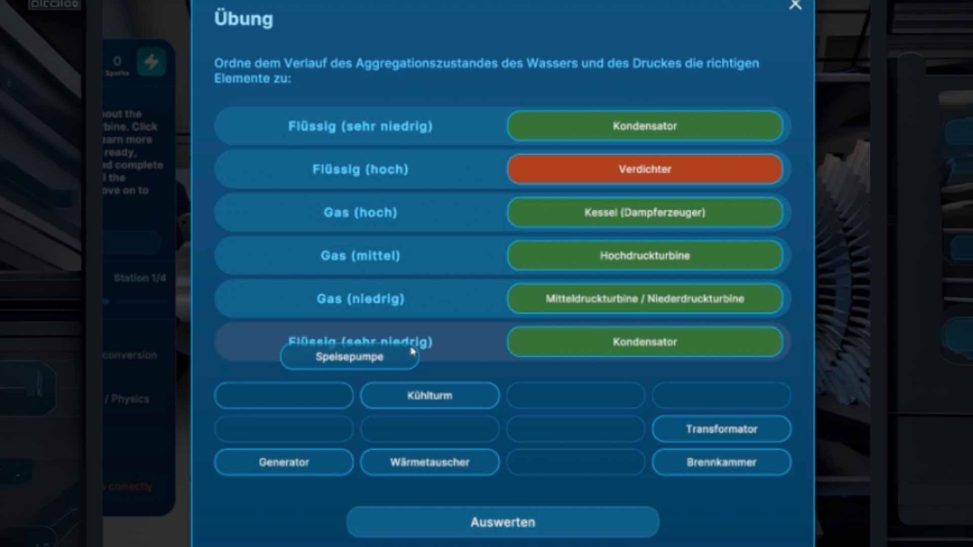 Interaktive Lernaufgabe innerhalb der LEARNERGY Plattform