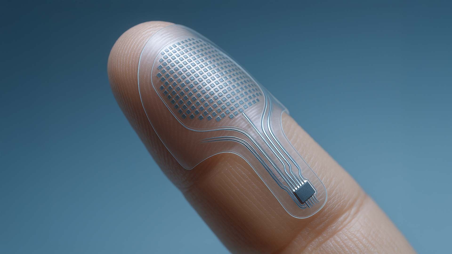 Transparente Haptikschicht mit Mikroaktoren auf einer Fingerkuppe