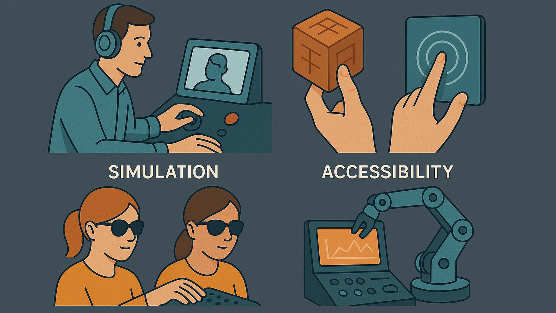 Infografik mit vier haptischen Zukunftsszenarien