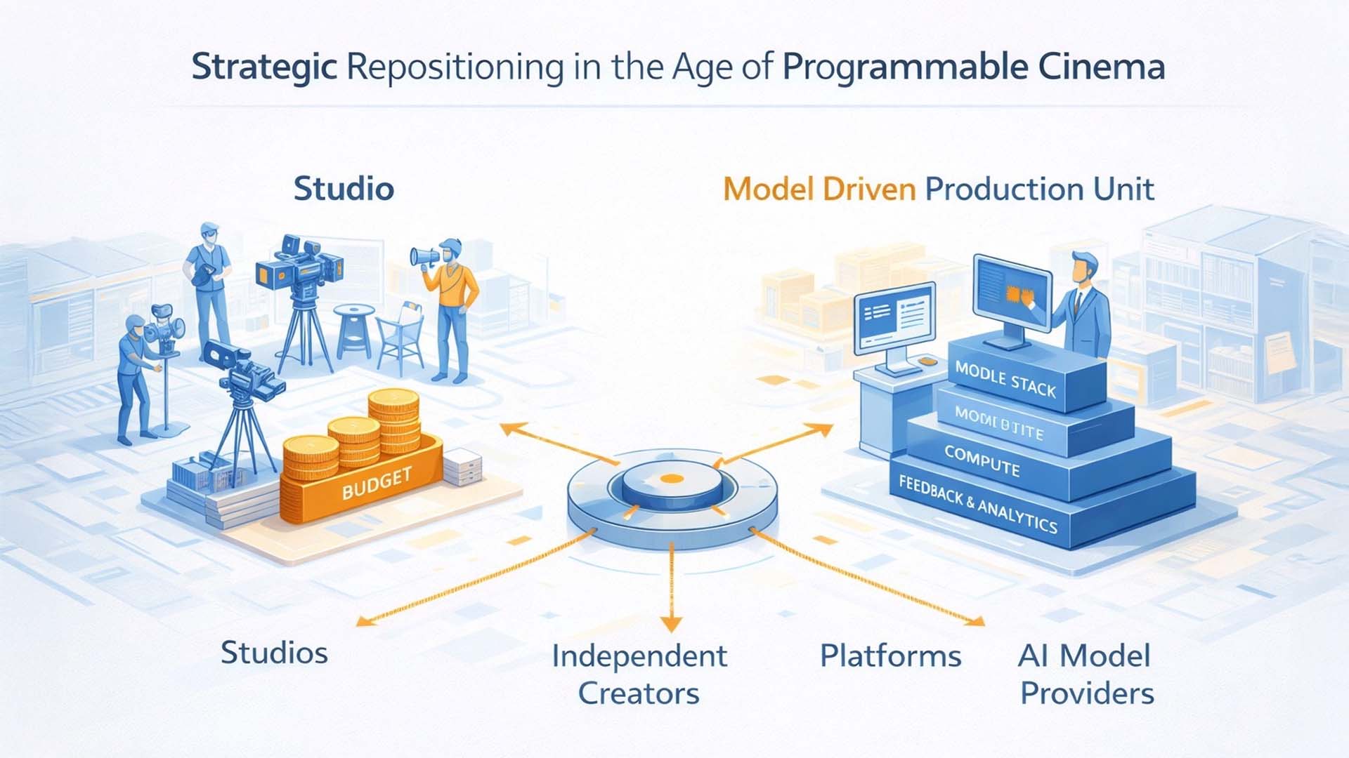 Strategische Neupositionierung in der modellbasierten Filmproduktion zwischen Studios, Plattformen und KI-Modellanbietern